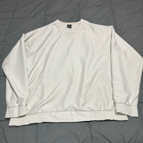 Nike Golf Jacket Mens Large XL Cream Windbreaker Long‎ Sleeve Pockets - Picture 1 of 12